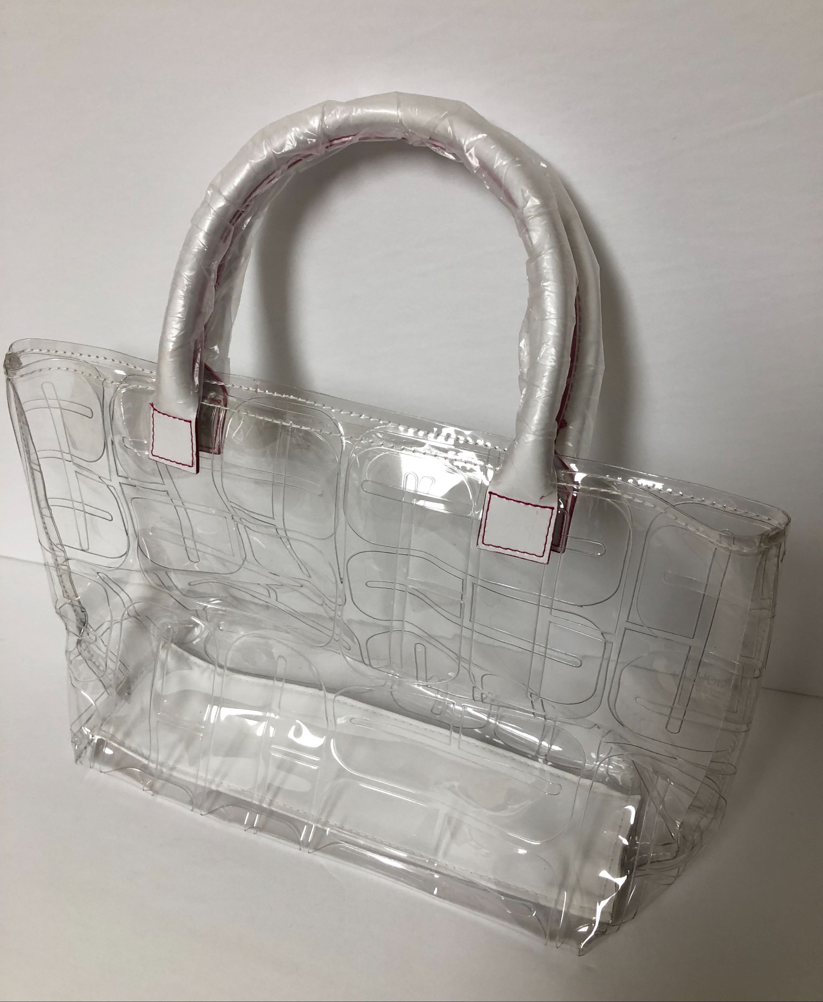 Clinique Clear Transparent Cosmetic Tote Bag w/ White Handle - Brand ...