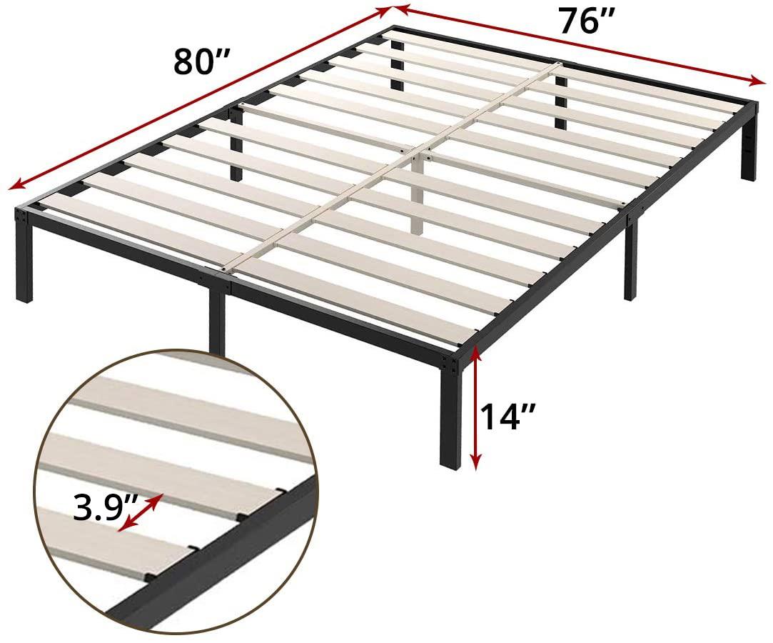 TATAGO Full/Queen/King 3500lbs Heavy Duty Wood Salts Support Platform Bed Frame