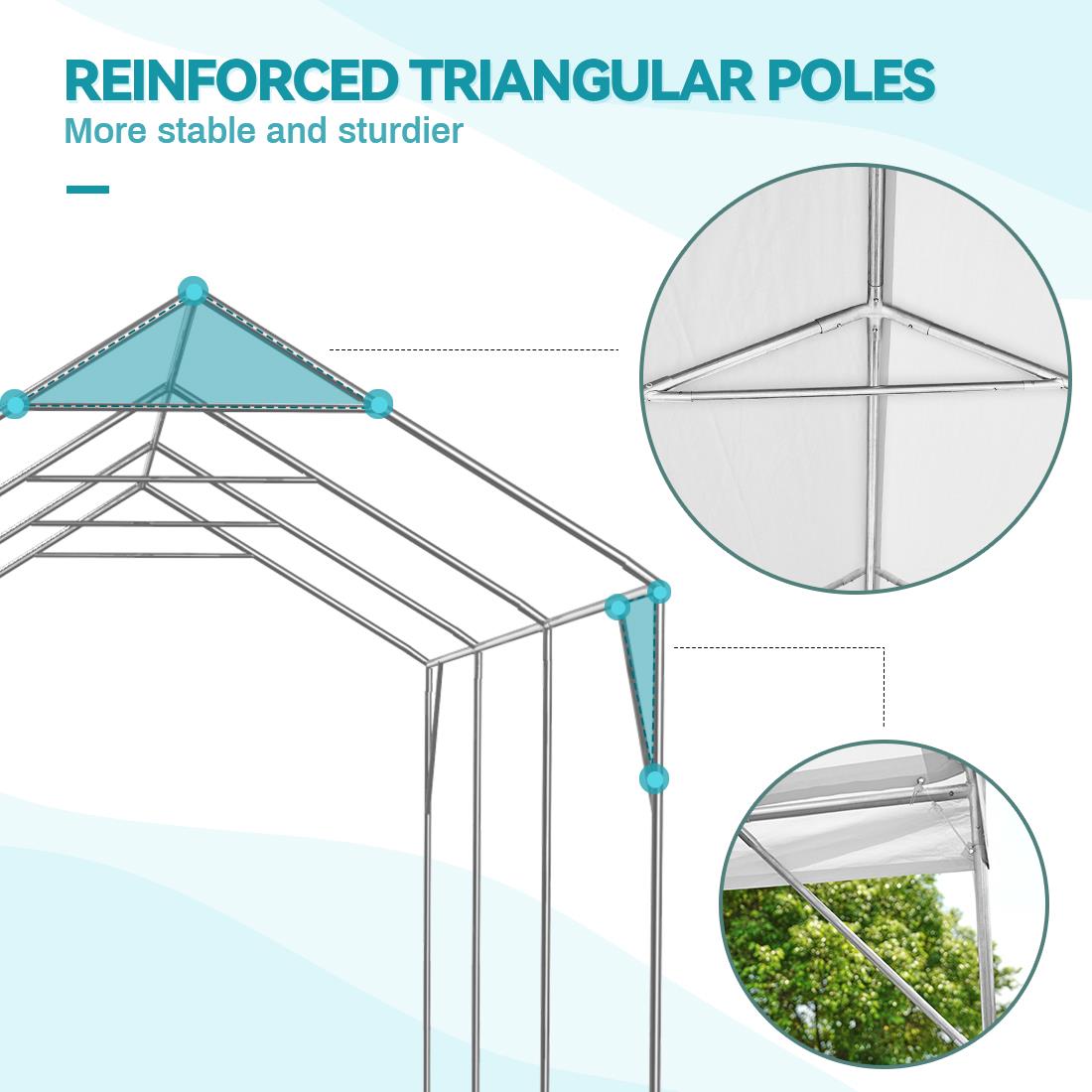 ADVANCE OUTDOOR Adjustable 10x20 Heavy Duty Carport Garage Storage Shed Shelter - Picture 13 of 24