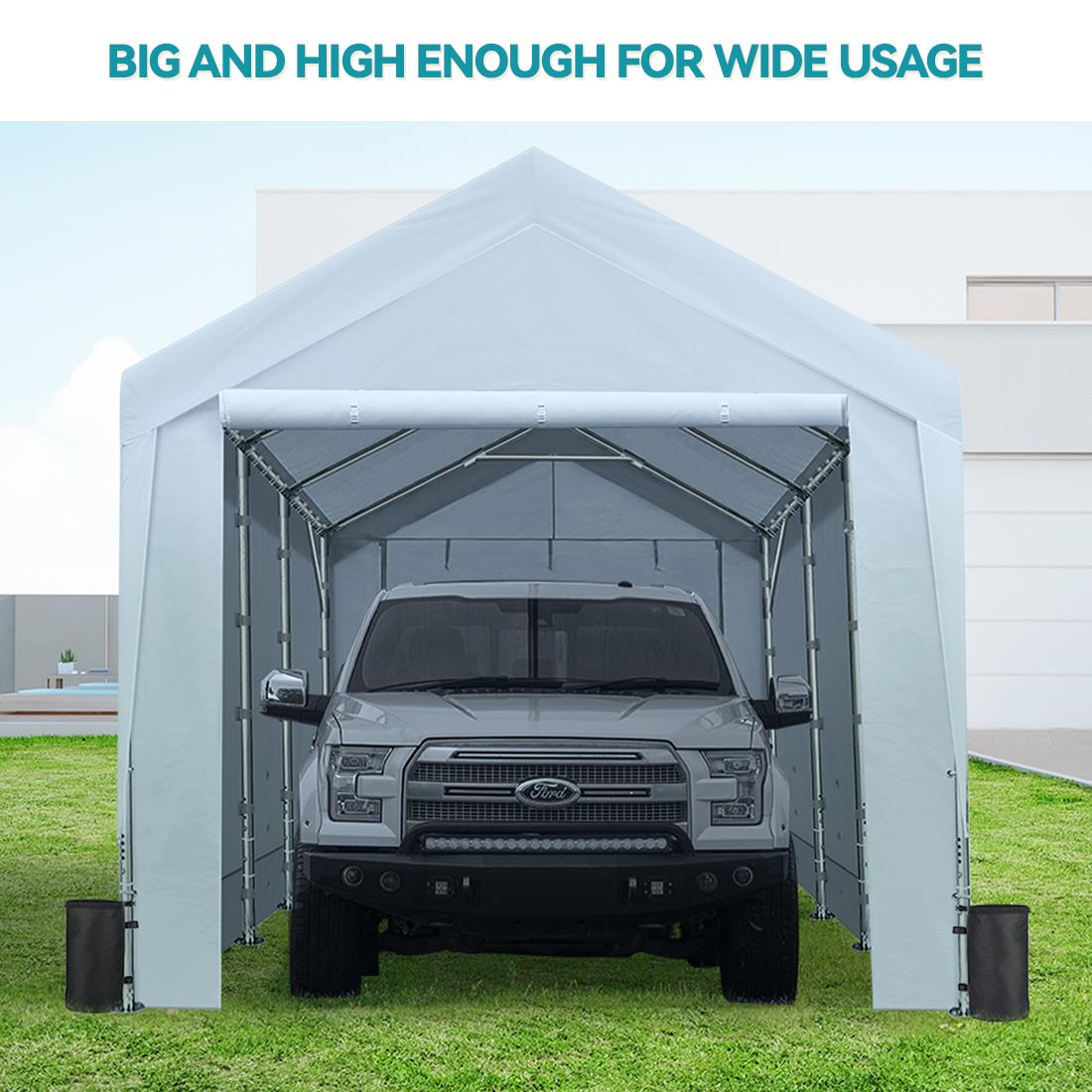 ADVANCE OUTDOOR Adjustable 10x20 Heavy Duty Carport Garage Storage Shed Shelter - Picture 16 of 24