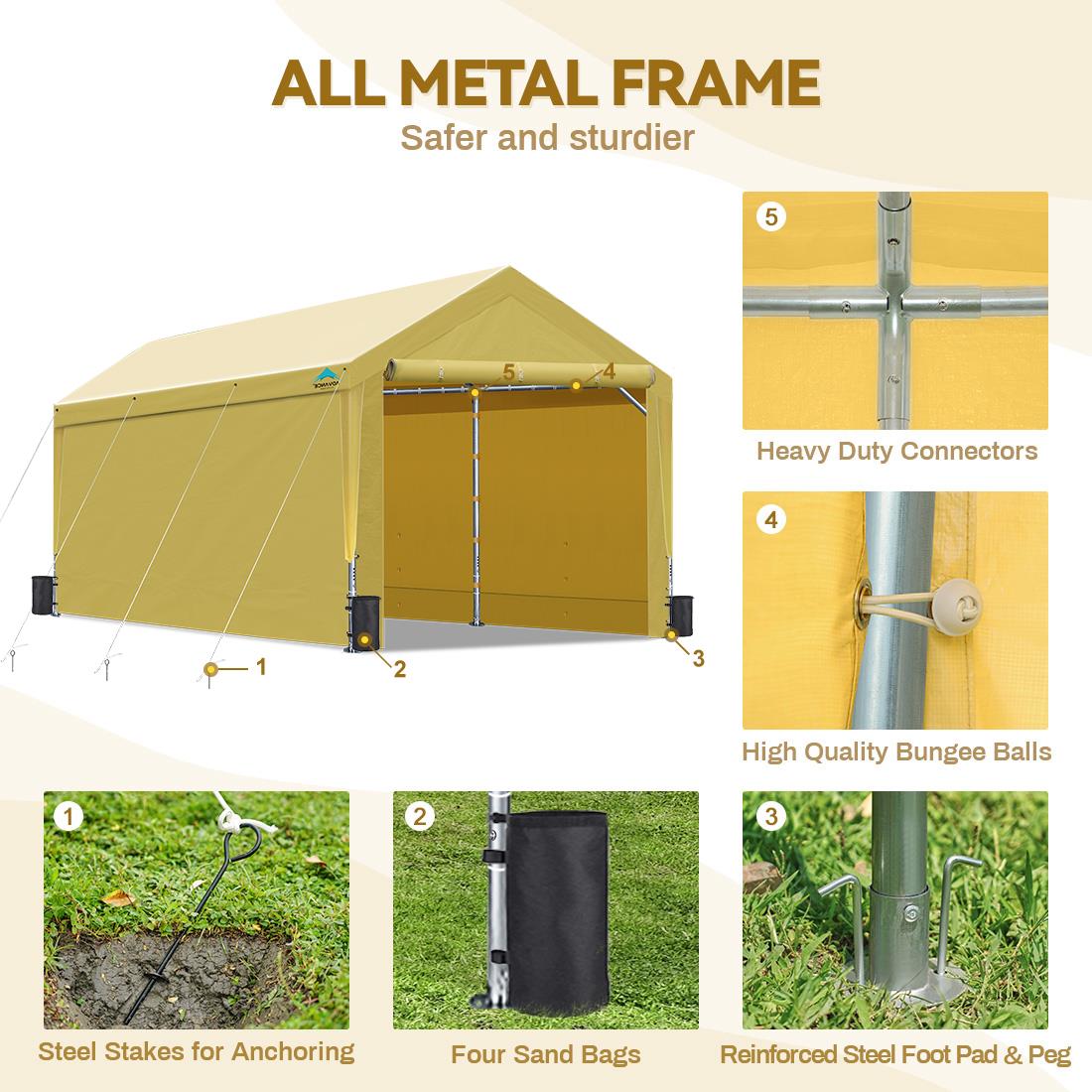 ADVANCE OUTDOOR Adjustable 10x20 Heavy Duty Carport Garage Storage Shed Shelter - Picture 22 of 24