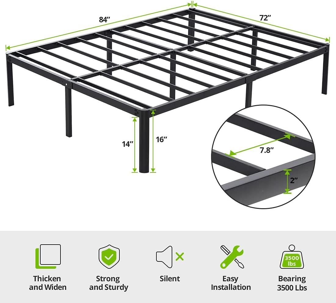 TATAGO 16" 3500lbs Curved Legs Metal Steel Platform Bed Frame Queen/King/Full US