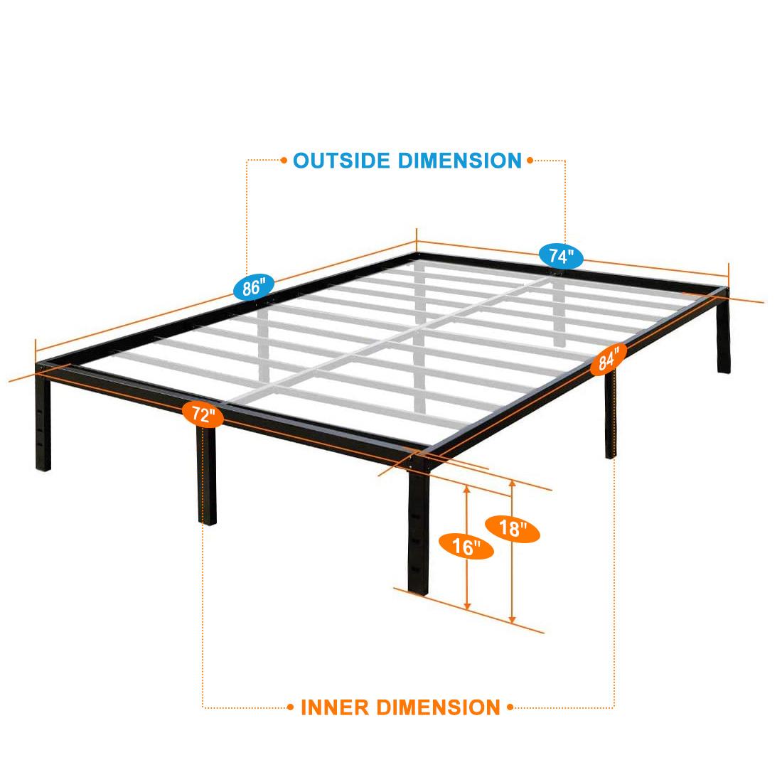 TATAGO 18 Inch Heavy Duty Metal Platform Bed Frame Mattress Foundation 6-Size US