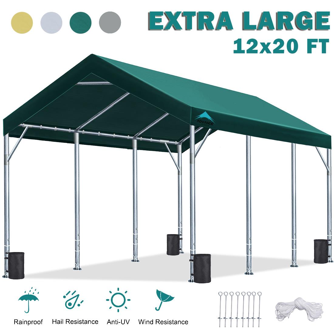 ADVANCE OUTDOOR 12x20 Adjustable Carport Shelter Storage Canopy Boat Cover Shed eBay