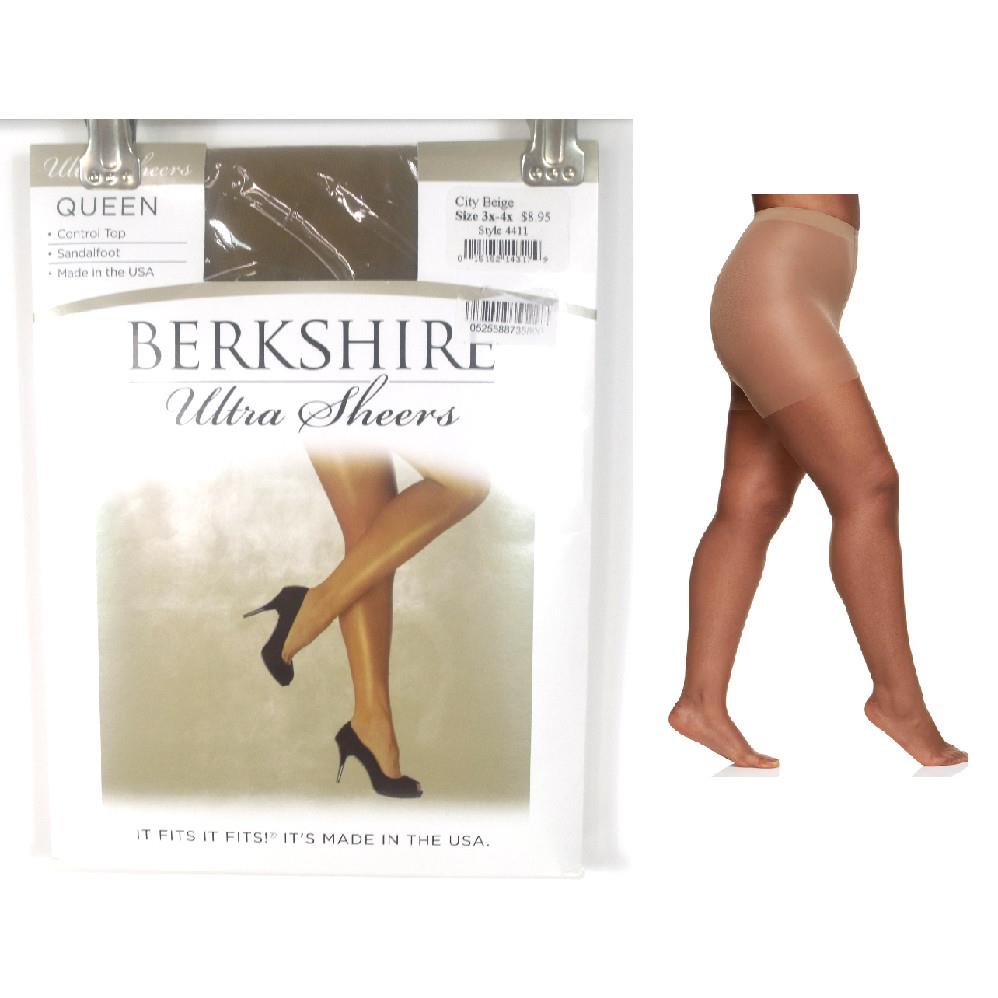 BERKSHIRE Nylon Pantyhose Perfect Curves Easy On Luxury Queen 1x-2x Plus  Off Bla