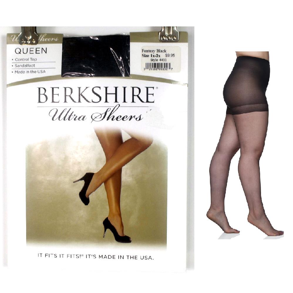 Berkshire Women's Plus-Size Queen Silky Sheer Support Pantyhose - Control  Top Sandalfoot 4417, Fantasy Black, 1X-2X at  Women's Clothing store