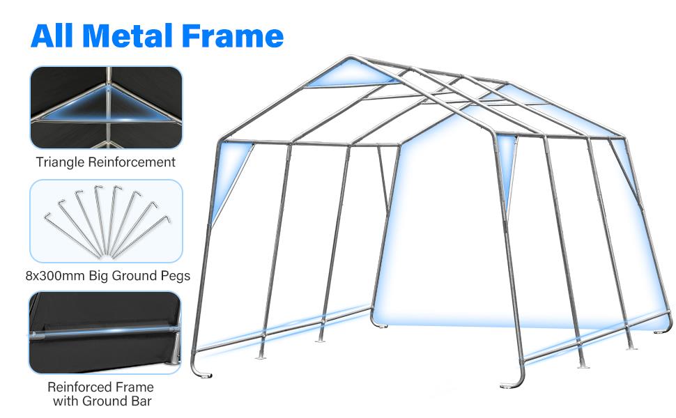 6x6/8x8/10x15/10x20/13x20 Outdoor Storage Shelter Shed Carport Canopy ...