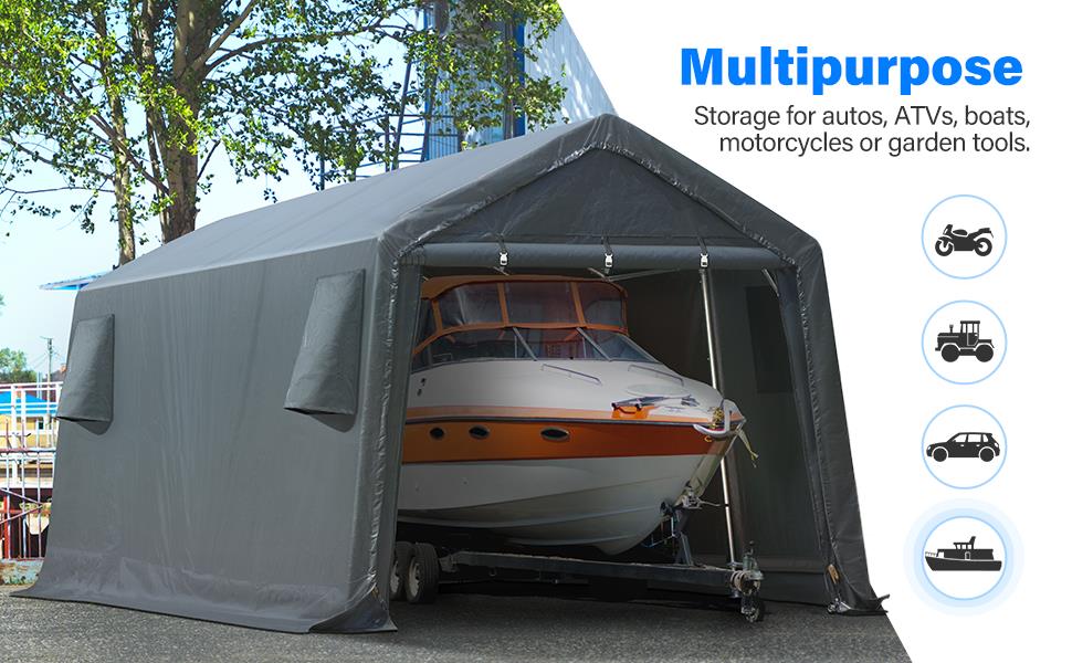 6x6/8x8/10x15/10x20/13x20 Outdoor Storage Shelter Shed Carport Canopy