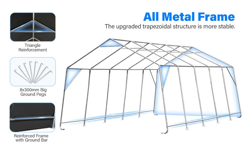 6x6/8x8/10x15/10x20/13x20 Outdoor Storage Shelter Shed Carport Canopy ...