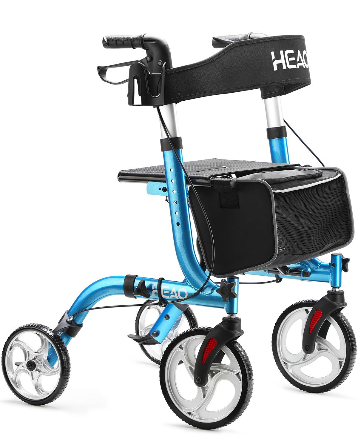 HEAO Rollator Walker with Seat for Seniors, 10" Wheels Walker