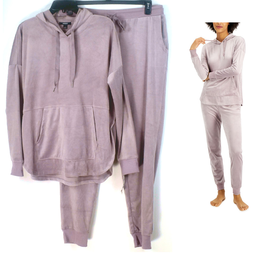 Alfani Velour Hoodie Top u0026amp; Pants Pajama Set Choose Size u0026amp; Color New  | eBay