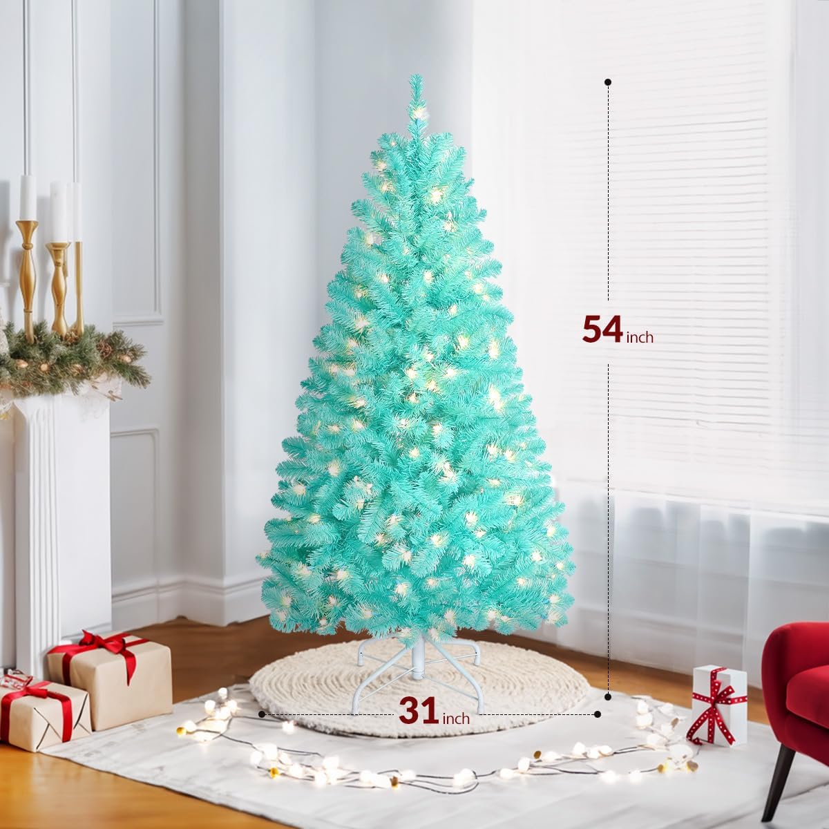 EZCHEER 4.5FT Pre-Lit Artificial Christmas Tree with 150 UL-Certified Lights