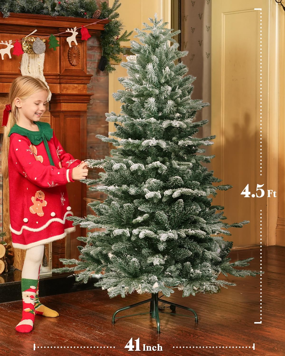 okicoler 7.5 ft Pre-Lit Aspen fir Christmas Tree,Artificial PE Feel Real  Christmas Tree, with 1605 Branches, Foldable Stand, Suitable for Home,  Party