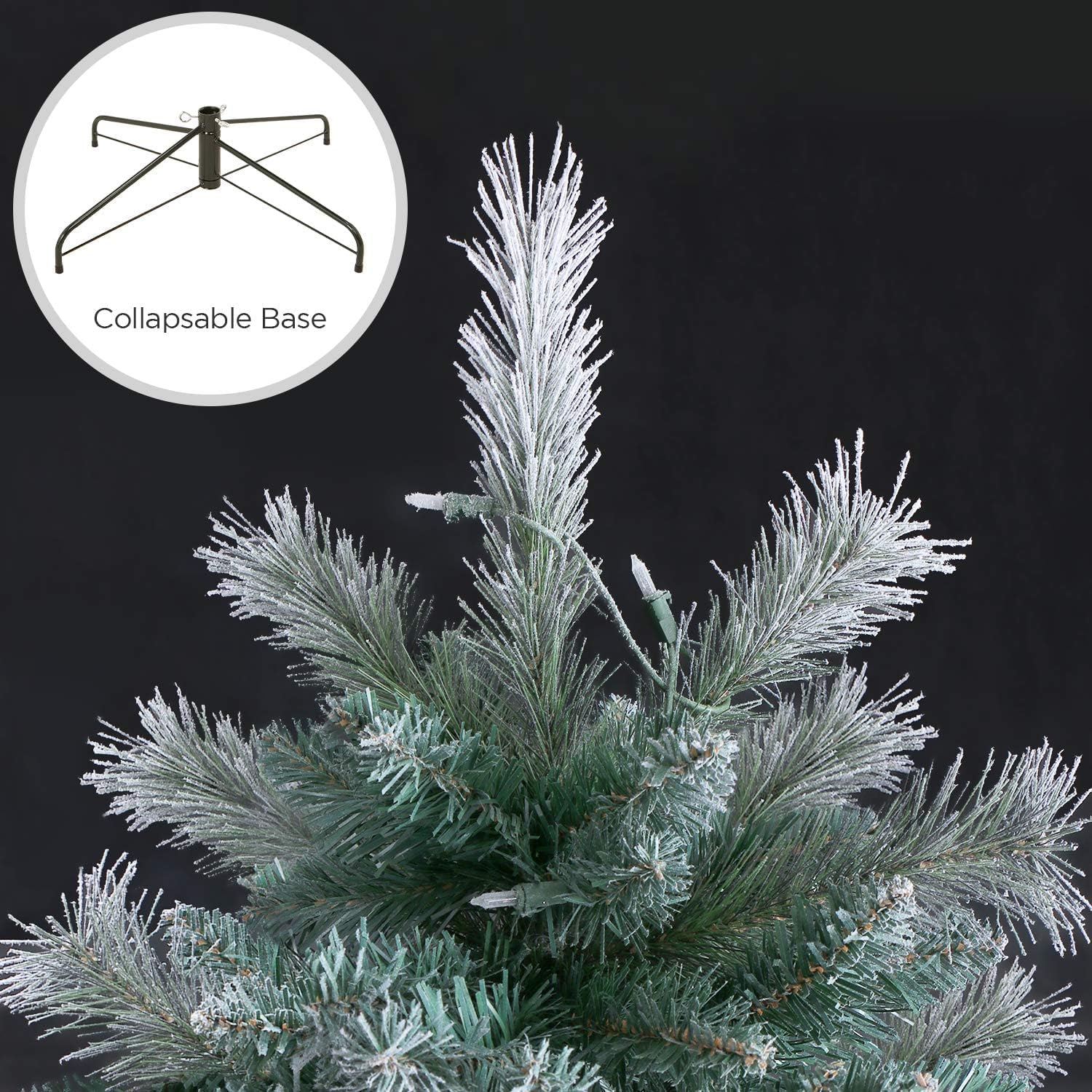 Flocked Artificial Christmas Tree, Prelit Snowy Aspen Spruce Christmas