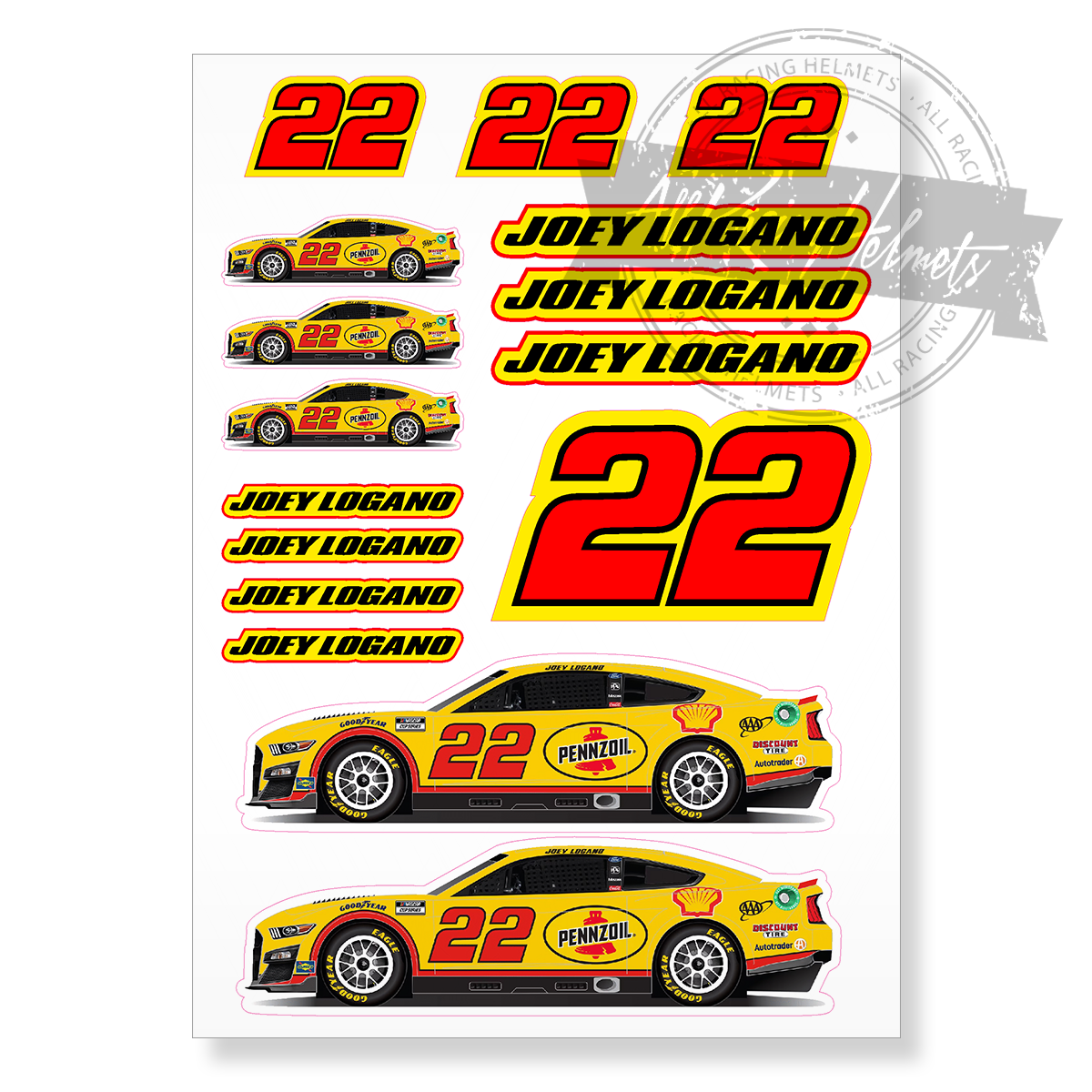Joey Logano #22 Ford Nascar A4 Printed High Quality Vinyl Decal Sticker Kit New