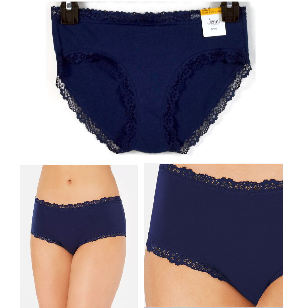 Panty nuevo Jenni para mujer mezcla de algodón ribete de encaje hipster liso elige talla y color - Imagen 14 de 17