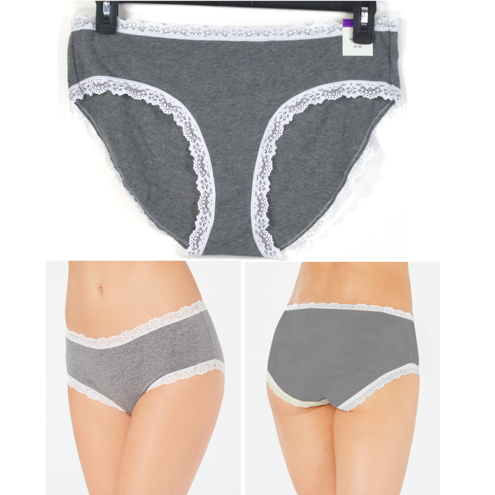 Panty nuevo Jenni para mujer mezcla de algodón ribete de encaje hipster liso elige talla y color - Imagen 15 de 17