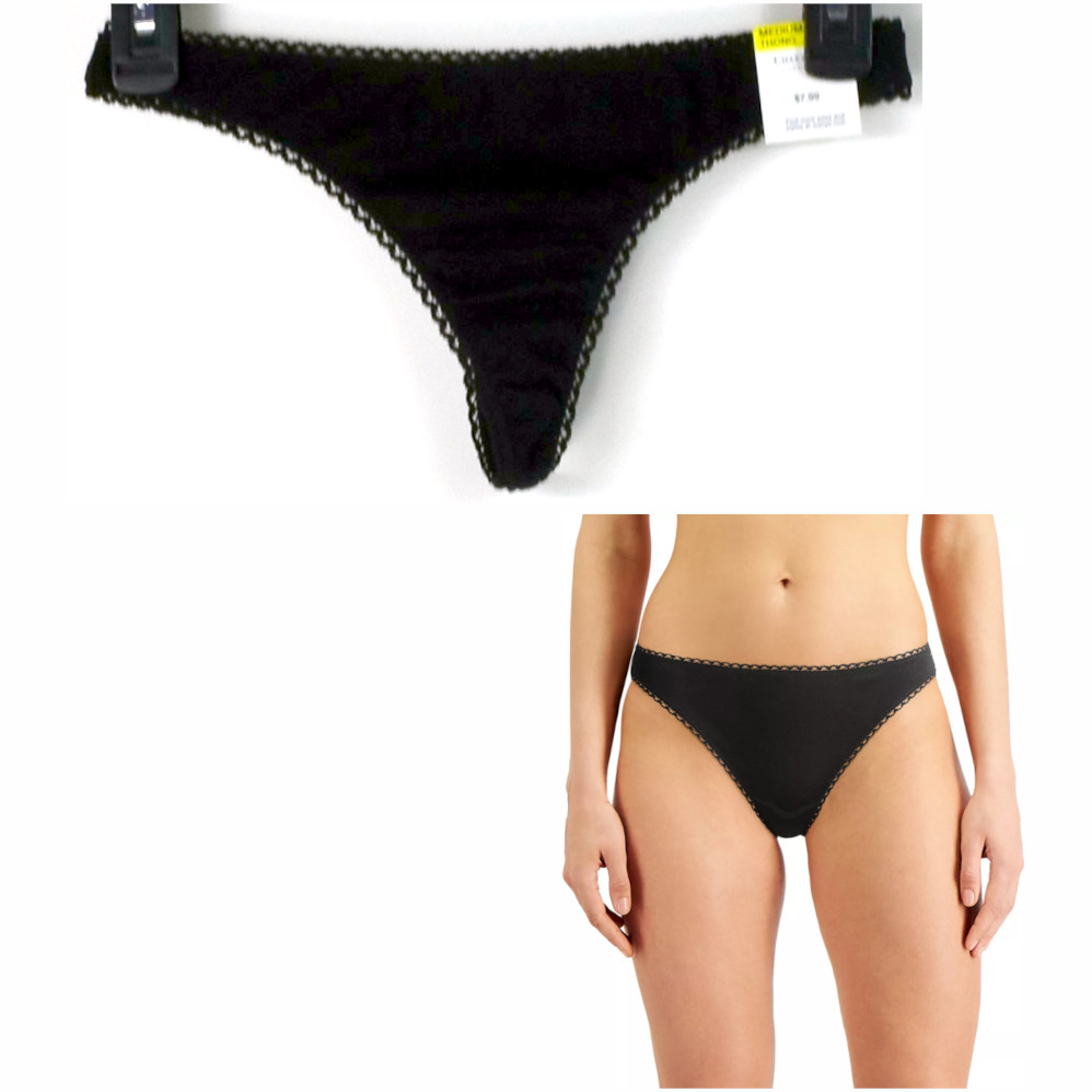 Charter Club Pretty Cotton Thong Choose Black Floral or Dots & Size New Panty - Picture 9 of 11