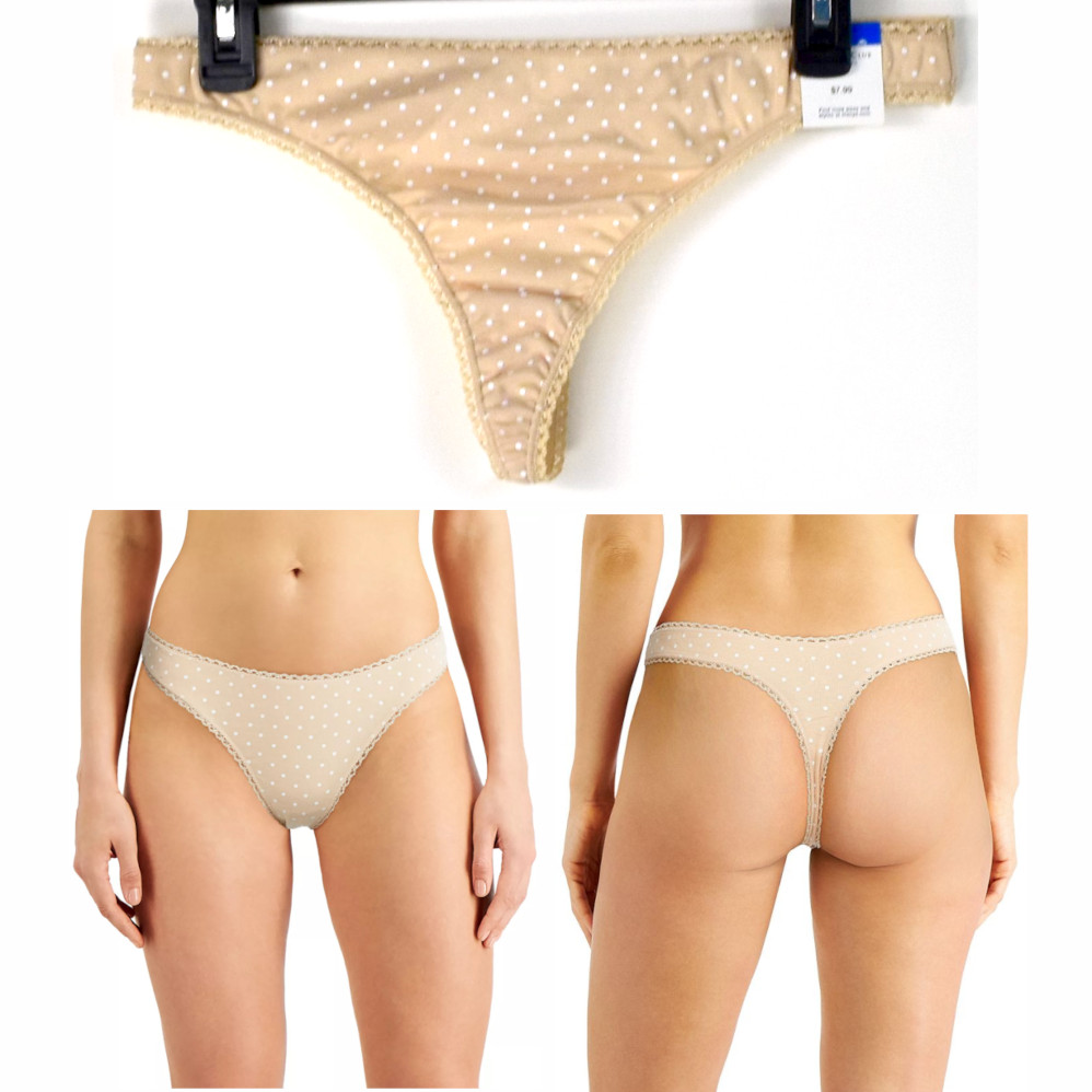 Charter Club Pretty Cotton Thong Choose Black Floral or Dots & Size New Panty - Picture 11 of 11