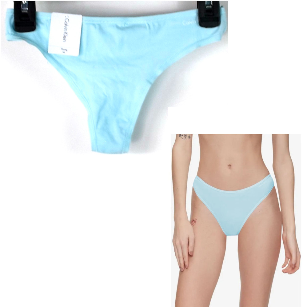 Calvin Klein Womens Form Cotton Thong Blues & Green Choose Size New Panty QD3643