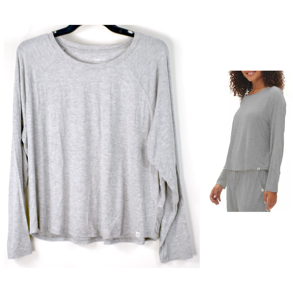 GapBody Long Sleeve Crewneck Lounge Pajama Top Choose Size & Color New - Picture 7 of 8