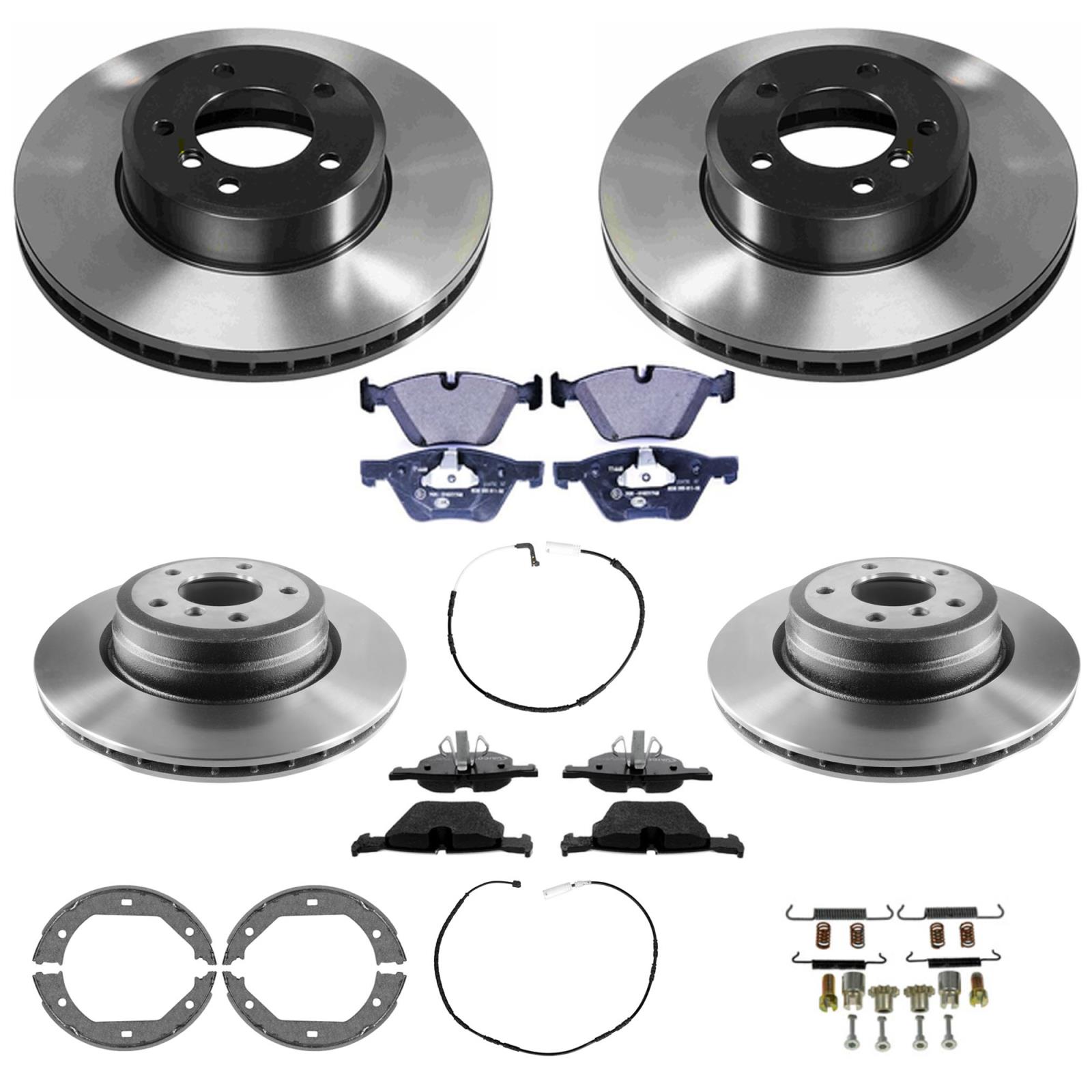 Front & Rear Carbon Coated Rotors EPS Brake Pads & Shoes For BMW 335xi 2007