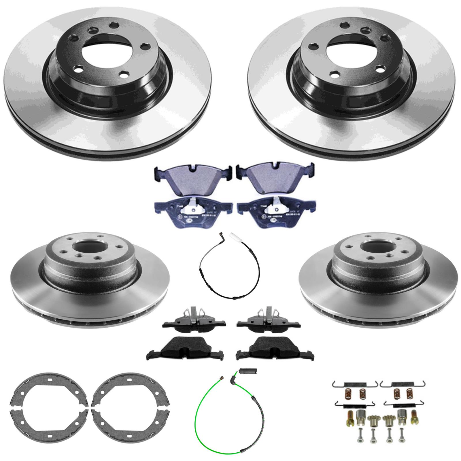 Front & Rear Carbon Coated Rotors EPS Brake Pads & Shoes Fits BMW 330i 2006