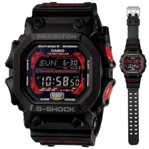 Casio Watchband GXW-56, GX-56 Black G-Shock Strap Red Letters Mud