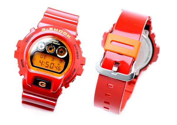 Casio Watchband DW-6900 CB-4 Red w/Orange Keeper G-Shock Strap