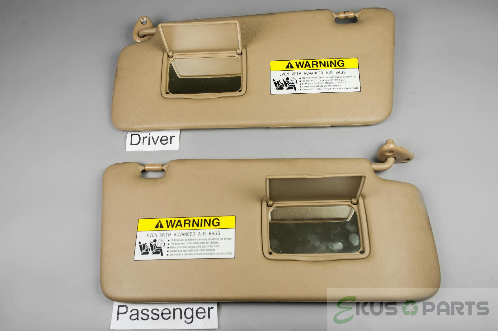 2005 2006 Honda CRV Sun Visor Set Pair Covered Mirrors Two Prong