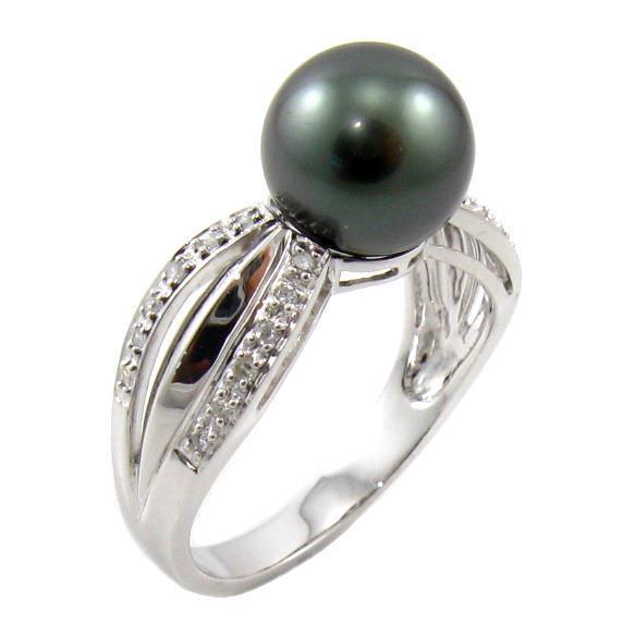 9-9.5mm Authentic Tahitian Black Pearl 2.50g 925 Sterling Silver Ring ...