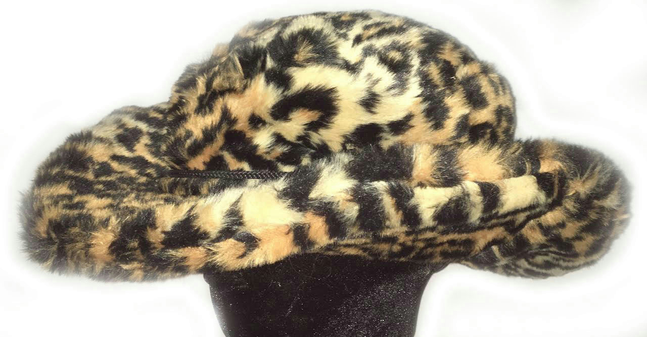 Furry Leopard Print Cowboy Hat
