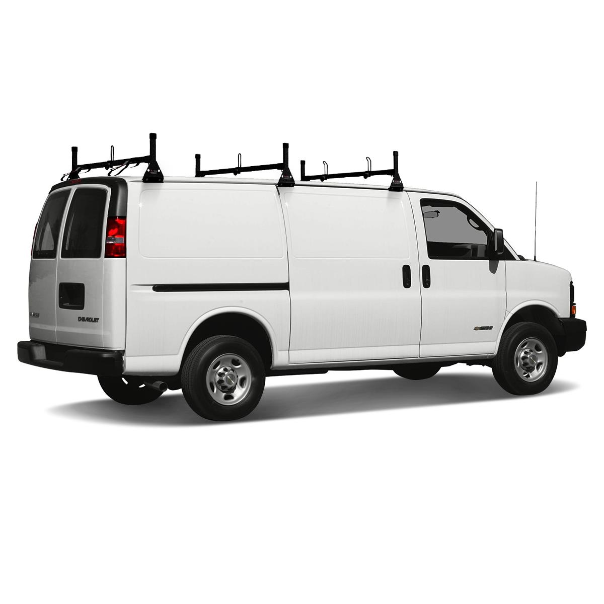 Vantech Black H1 3 Bar Steel Ladder Roof Rack for a Chevy Express 1996