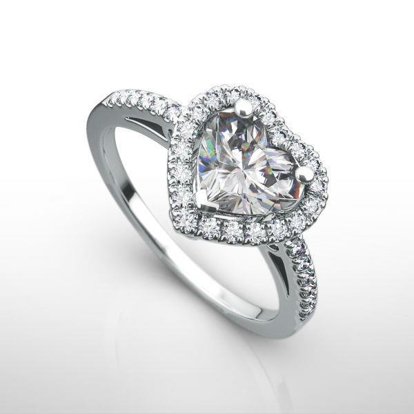 1.5 CT HALO DIAMOND RING 18K WHITE GOLD COLORLESS CERTIFIED ESTATE SIZE 5 6 7 8 eBay