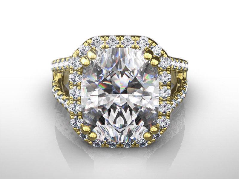 HALO DIAMOND RING 14 KT YELLOW GOLD VVS D CERTIFIED 5.5 CARAT SIZE 4 1/