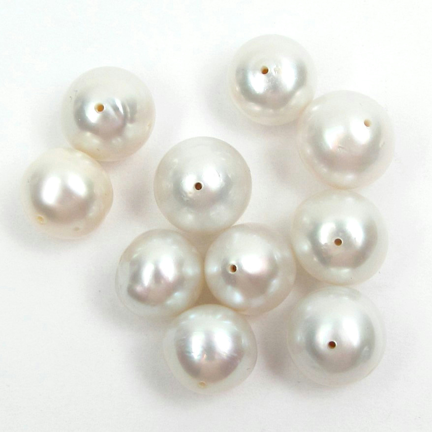 10 pcs Authentic 9-9.5mm Oval  Button Loose Australian White South Sea Pearl