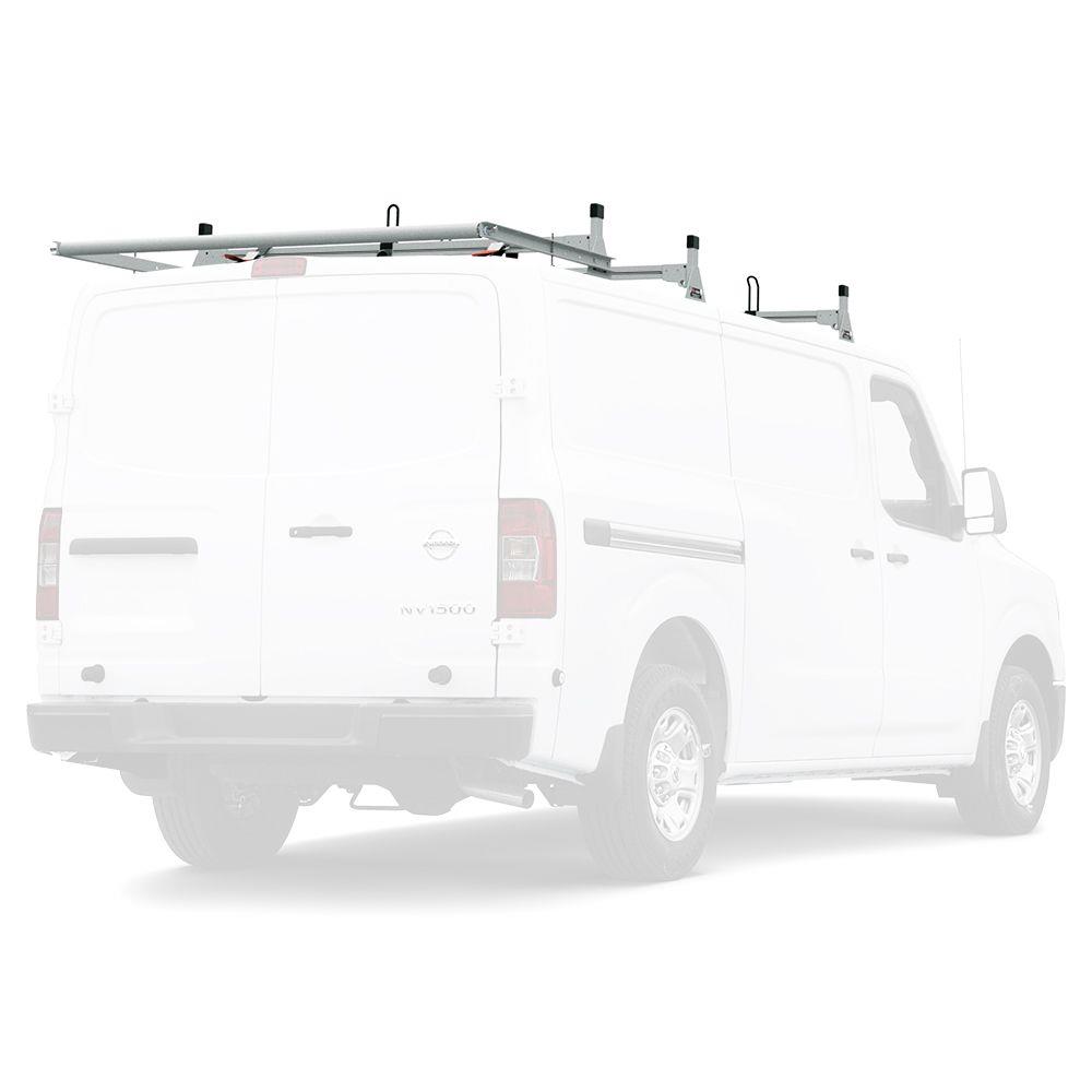 All Aluminum 2 Support Ladder Rack White for 2008 /& Newer Ford E-Series Van
