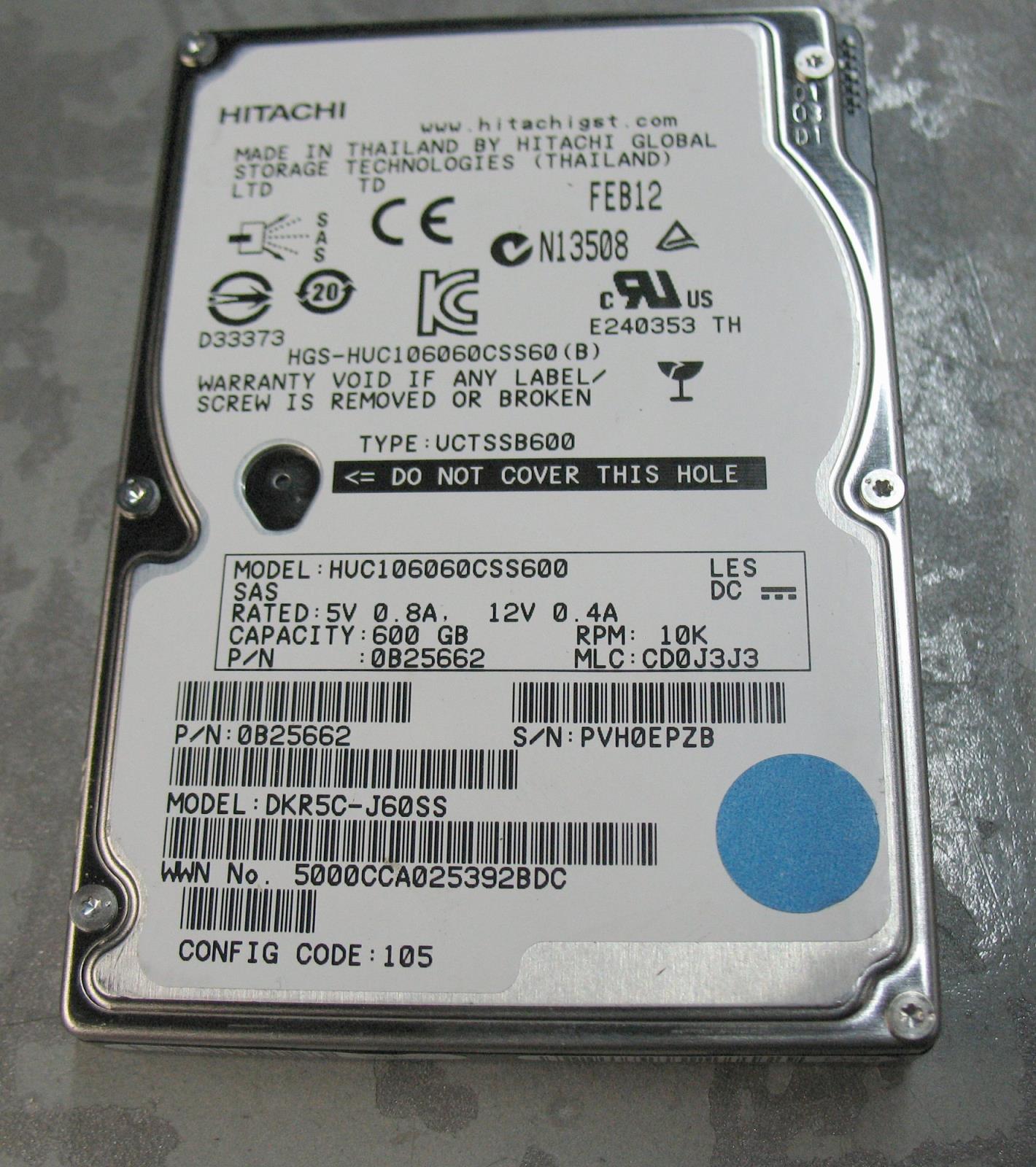 Hitachi 600Gb 2.5/" 10K SAS Drive