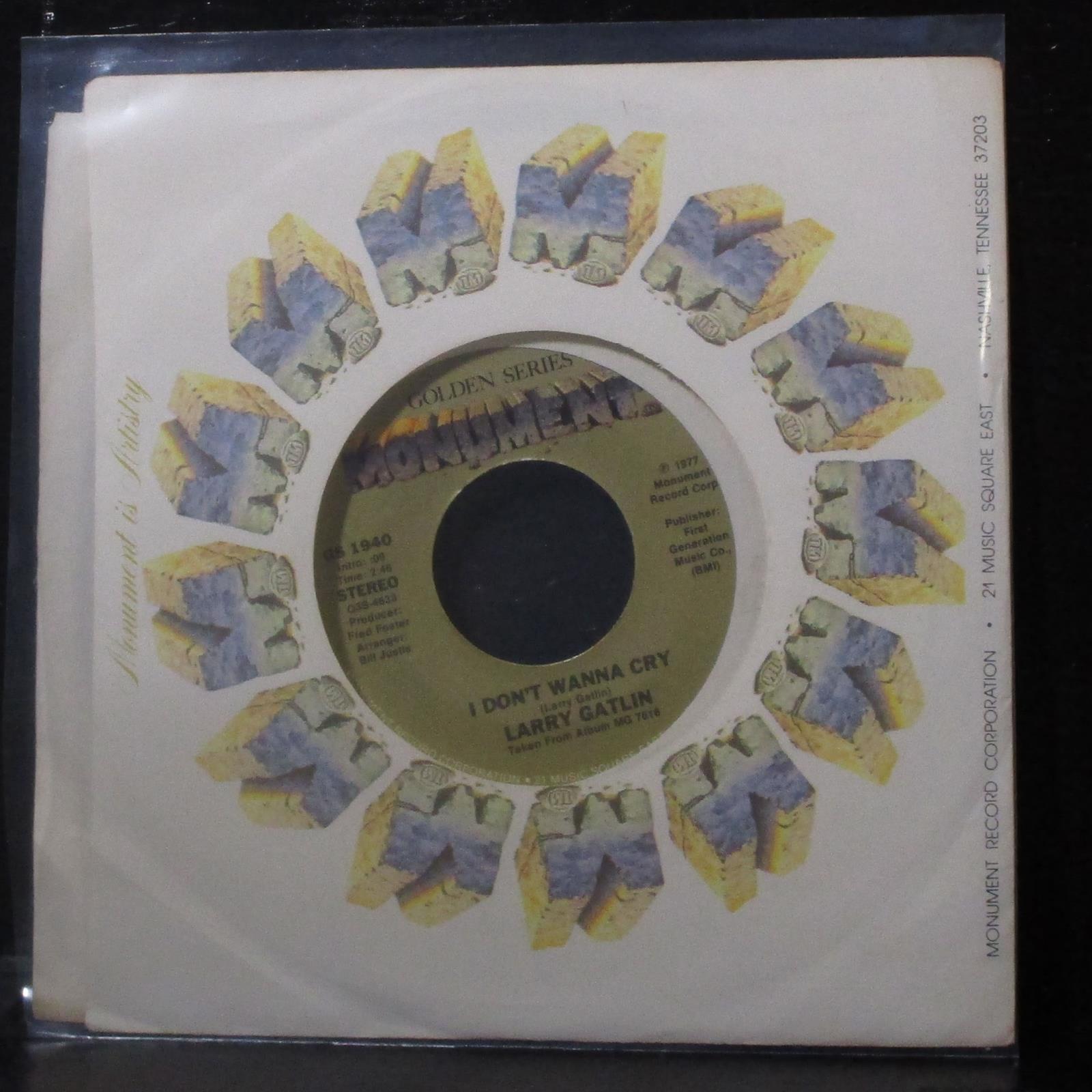 Larry Gatlin Statues Without Hearts / I Don't Wanna Cry 7" VG+ Vinyl