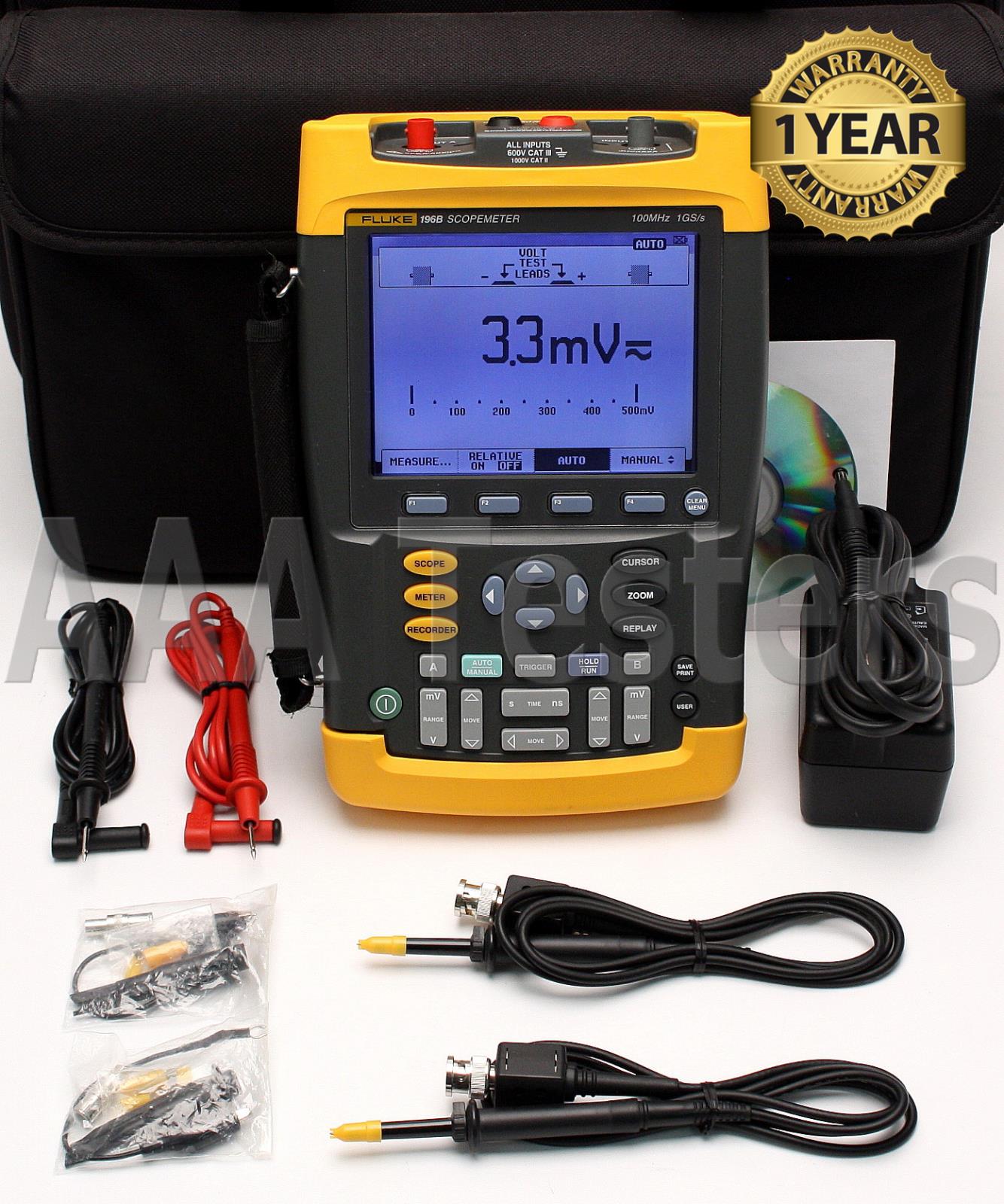 Fluke 196B ScopeMeter 1GS/s DualInput 100MHz HandHeld Oscilloscope