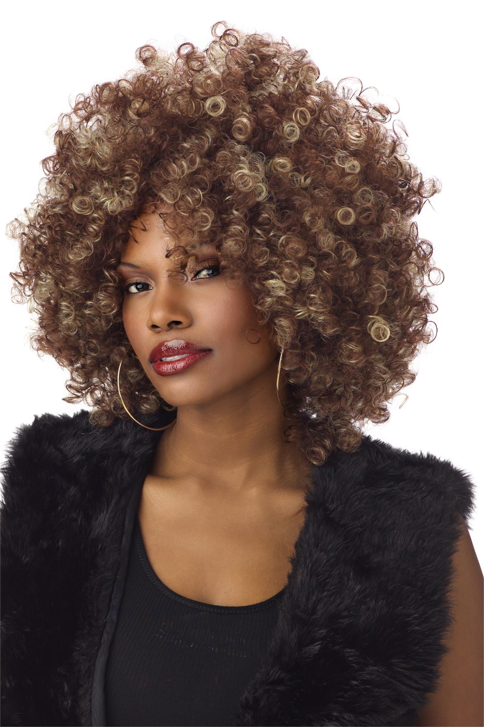 brown curly afro wig