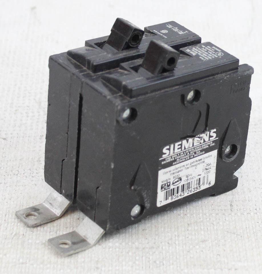 Siemens B220 Type BL 2 Pole Circuit Breaker 20A Amp 240V Volt Mountable ...