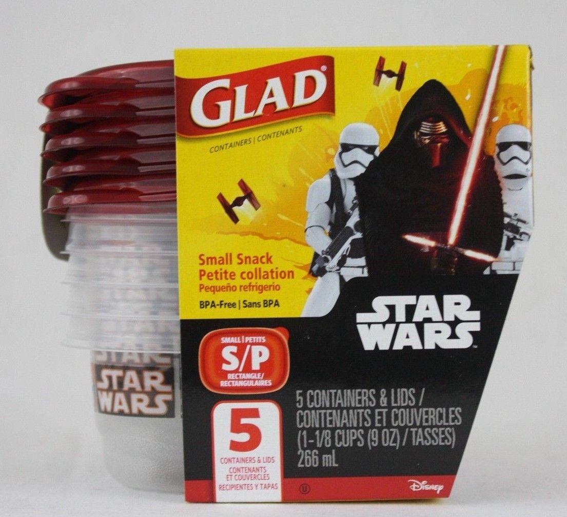 Glad Star Wars Small Rectangle Snack Storage Containers Lids 5