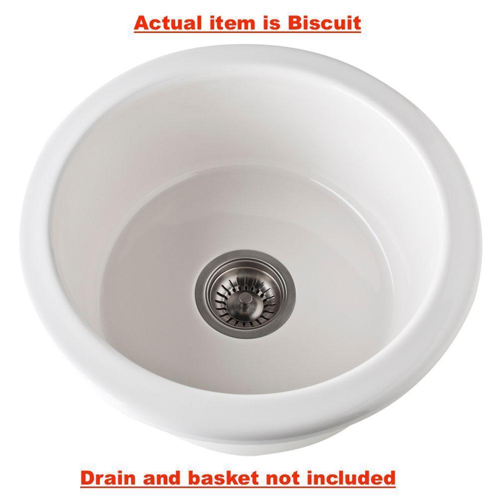 Details About Rohl 6737 68 Allia Fireclay Round Single Bowl Bar Food Prep Sink In Biscuit