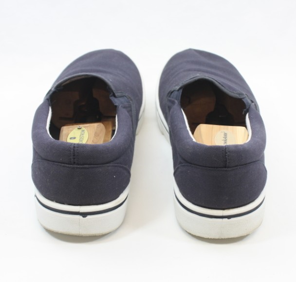 navy blue canvas slip ons