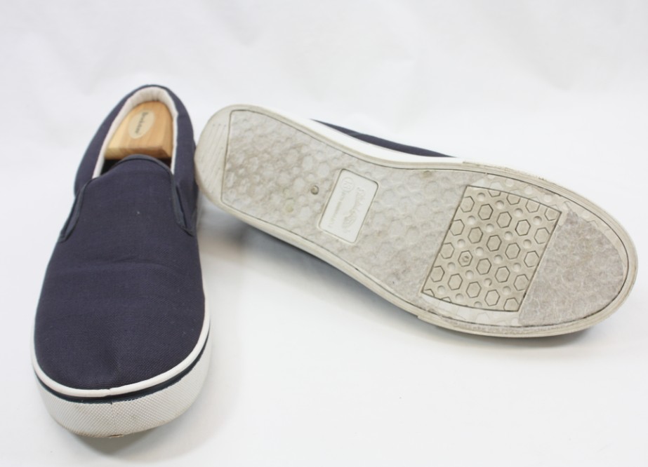 Faded Glory Navy Blue Mens Canvas Slip On Sneakers Shoes