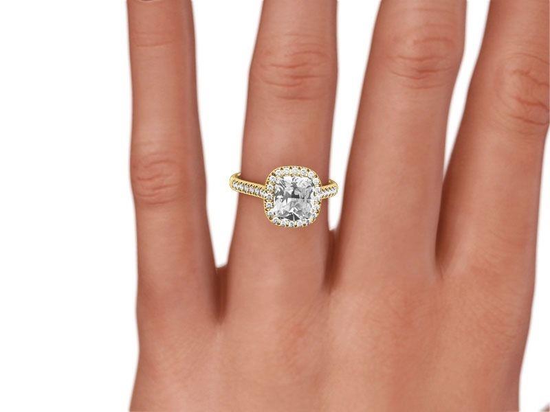 3 Carat Cushion Cut D Vs1 Diamond Halo Engagement Ring 14k Yellow