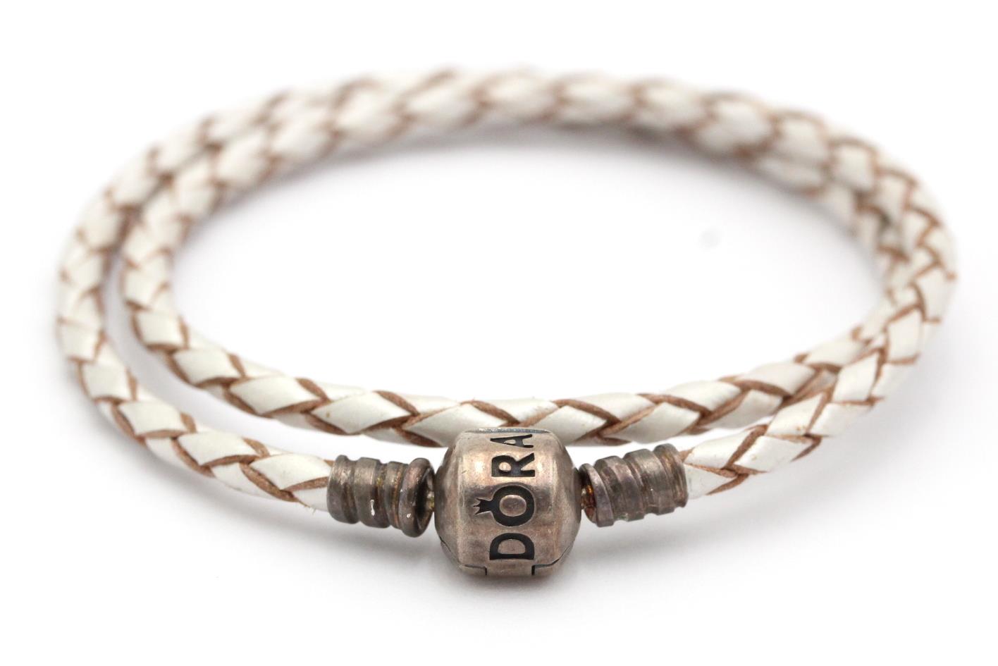 Pandora 590705cpl D Sterling Double Braided Champagne Leather Pandora 590705cpl D Sterling Double Braided Champagne Leather Bracelet New