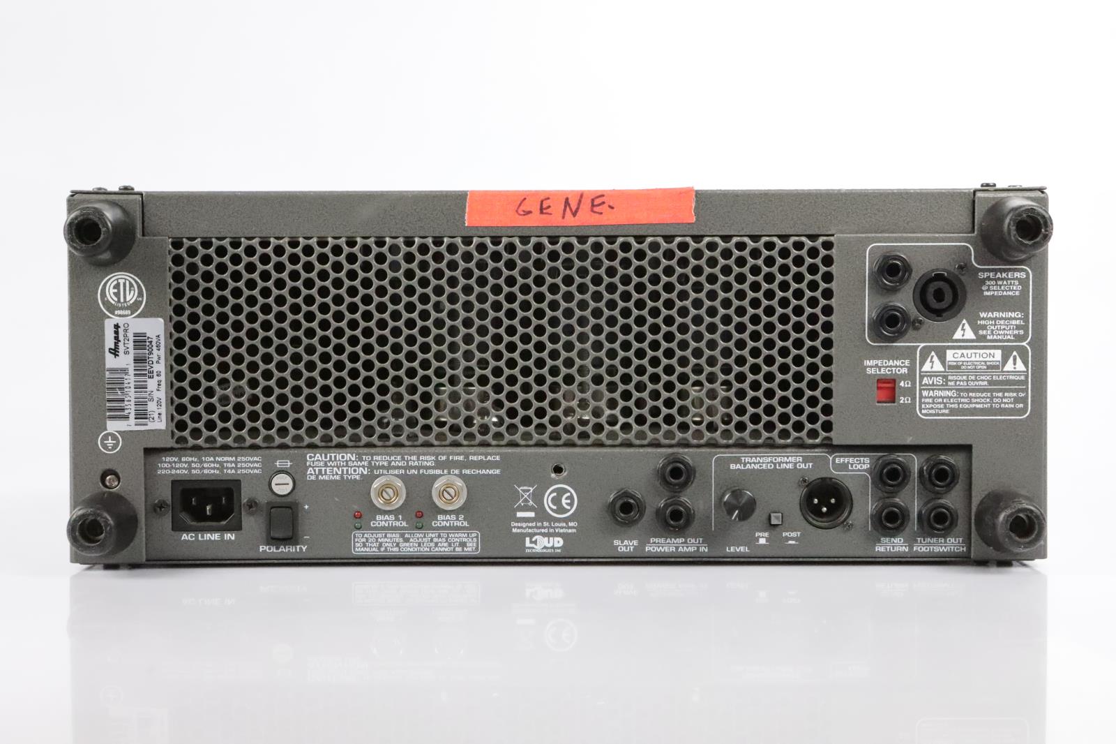 Ampeg SVT2 PRO Tube Preamp Bass Amplifier Amp Head 34559 eBay