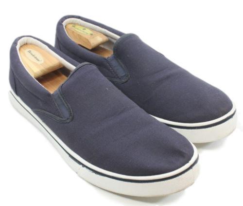 navy blue canvas slip ons